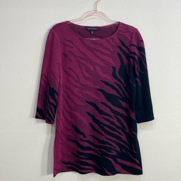 Ming Wang Art to Wear Top Fire Print Women's Small Purple - Picture 1 of 12